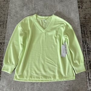 Lime Green V-Neck Long Sleeve Top